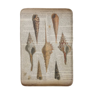 dictionary print french botanical beach seashells bath mat