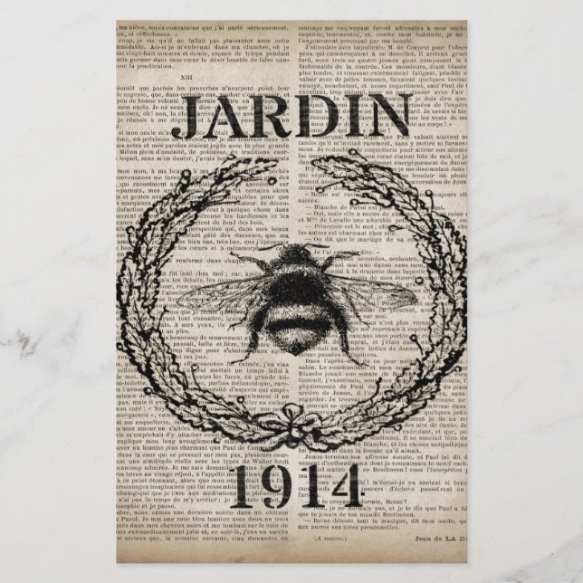 dictionary print french country vintage bee stationery (Front)