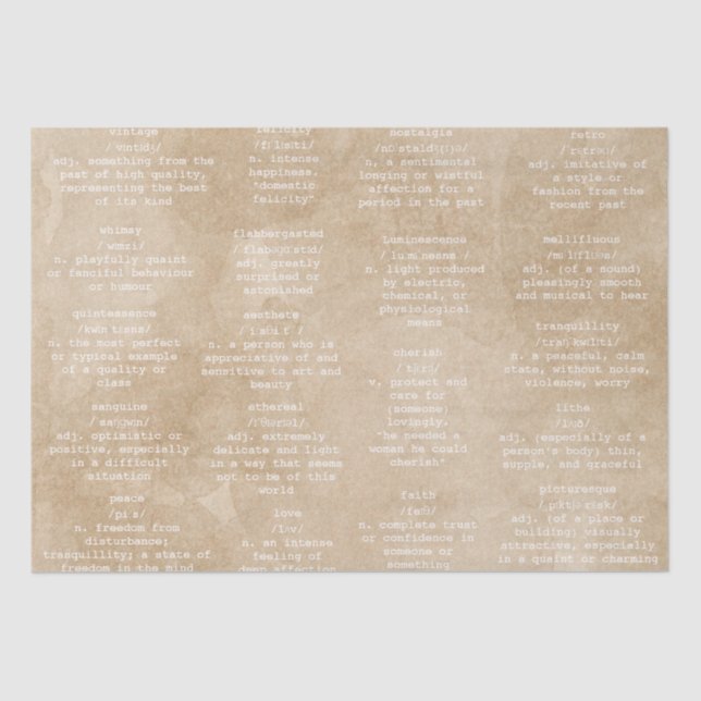 Dictionary Typewriter Words Antique Coffee Paper (Front)