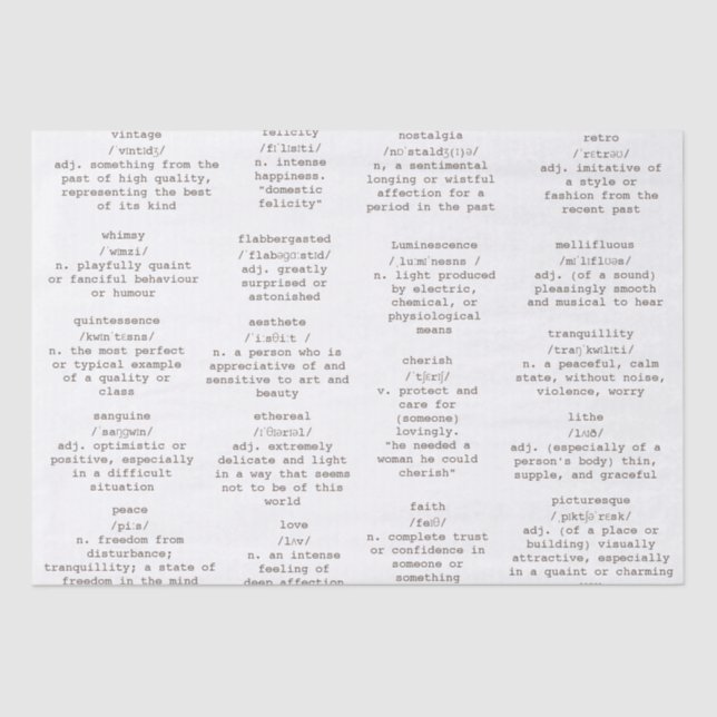 Dictionary Typewriter Words Antique Paper (Front)