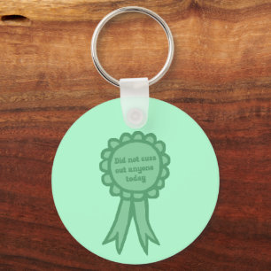 Did Not Cuss Out Teal Silly Award Ribbon Key Ring