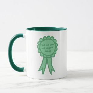 Did Not Cuss Out Teal Silly Award Ribbon Mug