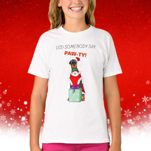 Did Somebody Say Paw-Ty Cute Doberman Christmas T-Shirt