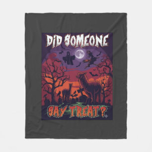 Did Someone Say Treat Halloween Alpaca Witch Moon Fleece Blanket