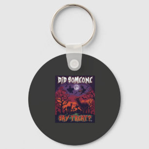 Did Someone Say Treat Halloween Alpaca Witch Moon Key Ring