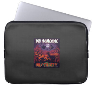 Did Someone Say Treat Halloween Alpaca Witch Moon  Laptop Sleeve