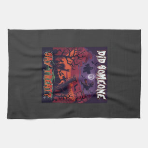 Did Someone Say Treat Halloween Alpaca Witch Moon Tea Towel