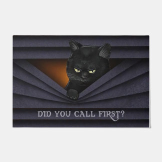  Did You Call First Doormat,black cat doormat