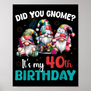 Did You Gnome Its My 40th Birthday 40 Year Old Gno Poster