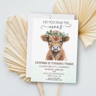 Did you Hear the Moos Highland Cow Birthday  Invit Invitation