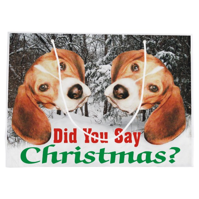 Did You Say Merry Christmas? Beagle Gift Bag (Back)