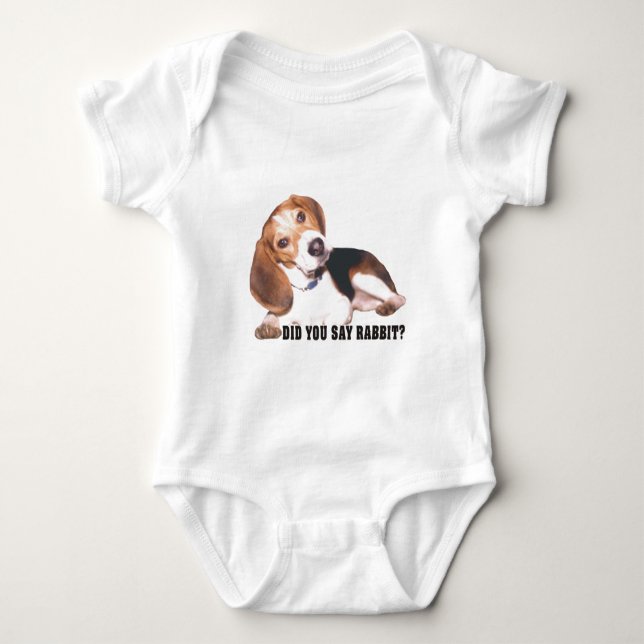 Did you Say Rabbit? Beagle Baby Bodysuit (Front)