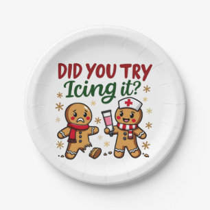 Did You Try Icing It Funny Gingerbread Nursing  Paper Plate