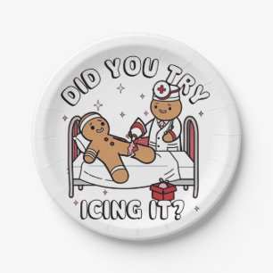 Did You Try Icing It Gingerbread Nursing Christmas Paper Plate