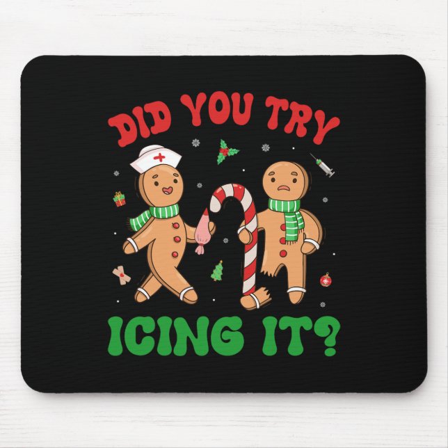 Did You Try Icing It Retro Christmas Gingerbread N Mouse Mat (Front)