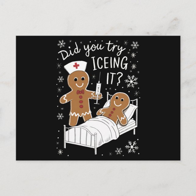 Did You Try Icing It School Nurse Christmas Cookie Holiday Postcard (Front)