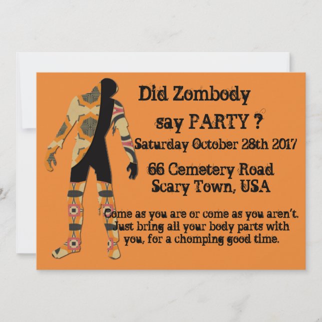Did Zombody Say Party Invitation (Front)