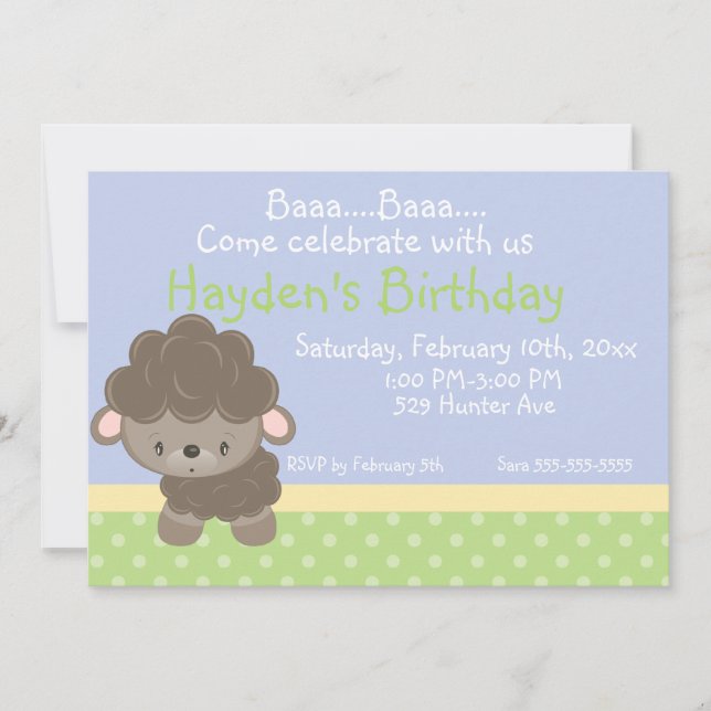 Diddles Farm Lamb Birthday Boy Invitation (Front)