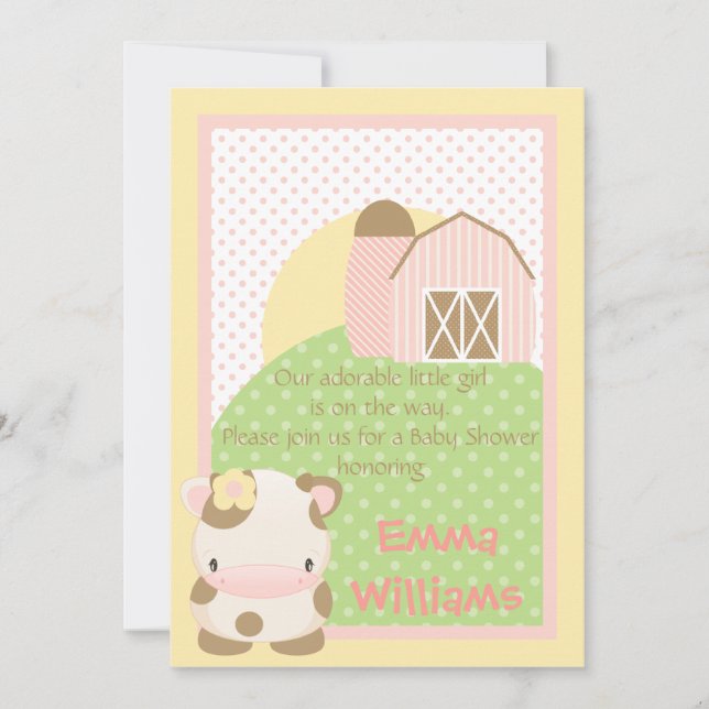 Diddles Farm Moo-Cow Baby Shower Invitation (Front)