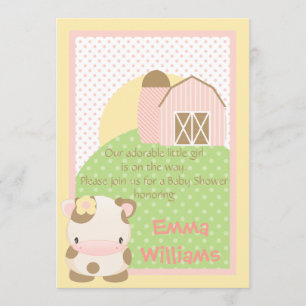 Diddles Farm Moo-Cow Baby Shower Invitation