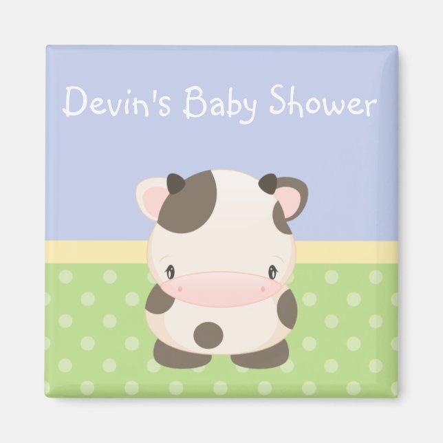 Diddles Farm Moo-Cow Baby Shower Magnet Favour B (Front)
