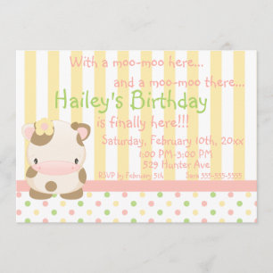Diddles Farm Moo-Cow Birthday Invitation