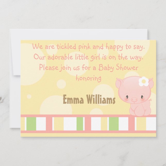 Diddles Farm Pig Baby Shower Invitation (Front)
