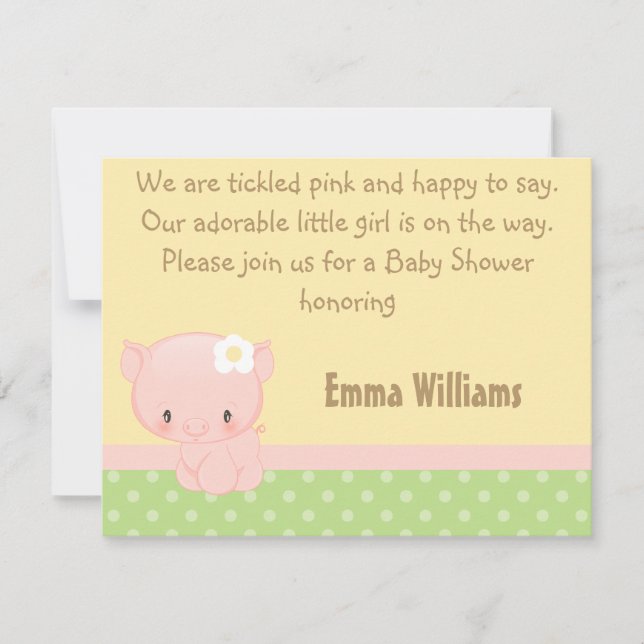Diddles Farm Pig Baby Shower Invitation (Front)