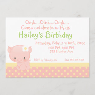Diddles Farm Pig Birthday Invitation