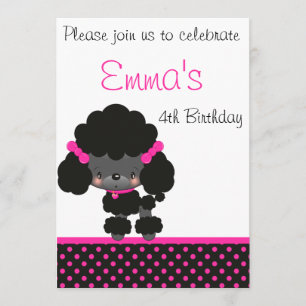 Diddles Poodle Birthday Invitation