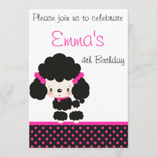 Diddles Poodle Birthday Party Invitation