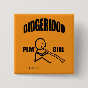 Didgeridoo Play Girl 15 Cm Square Badge