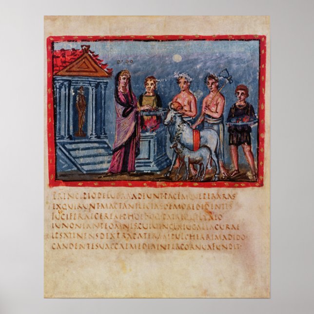 Dido making a sacrifice, from Vergilius Vaticanus Poster (Front)