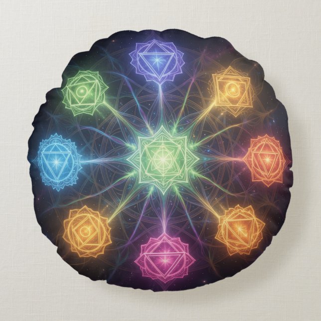 Die 7 Chakren´4 Round Cushion (Front)