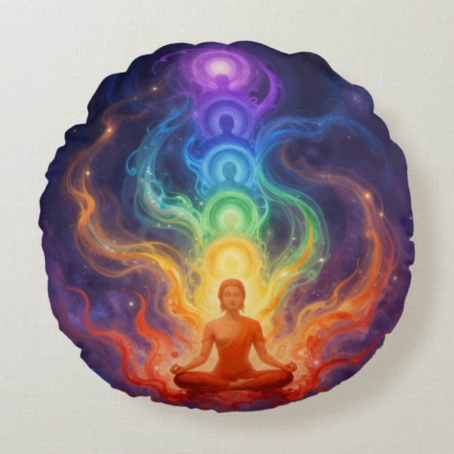 Die 7 Chakren Round Cushion (Front)