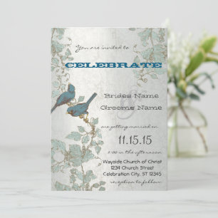 Die Cut Bluebirds Sitting In a Tree Wedding Invitation