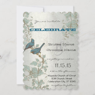 Die Cut Bluebirds Sitting In a Tree Wedding Invitation