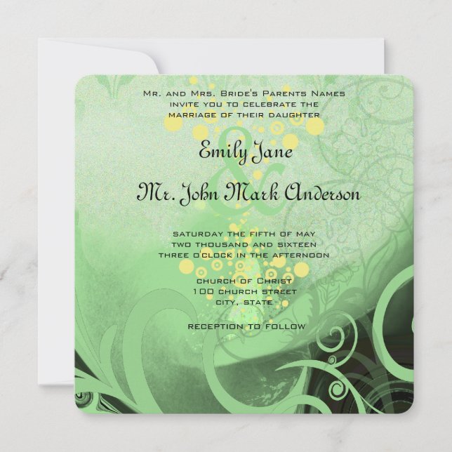 Die Cut Green Calla Lily Wedding Invitation (Front)