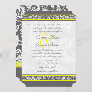 Die Cut Grey and Yellow Wedding Invitations
