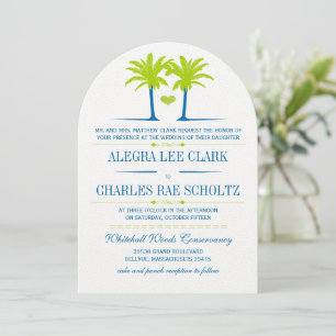 Die Cut Lime Royal Blue Beach Typography Invite