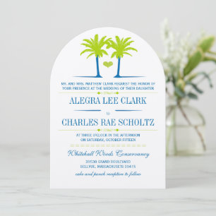 Die Cut Lime Royal Blue Beach Typography Invite
