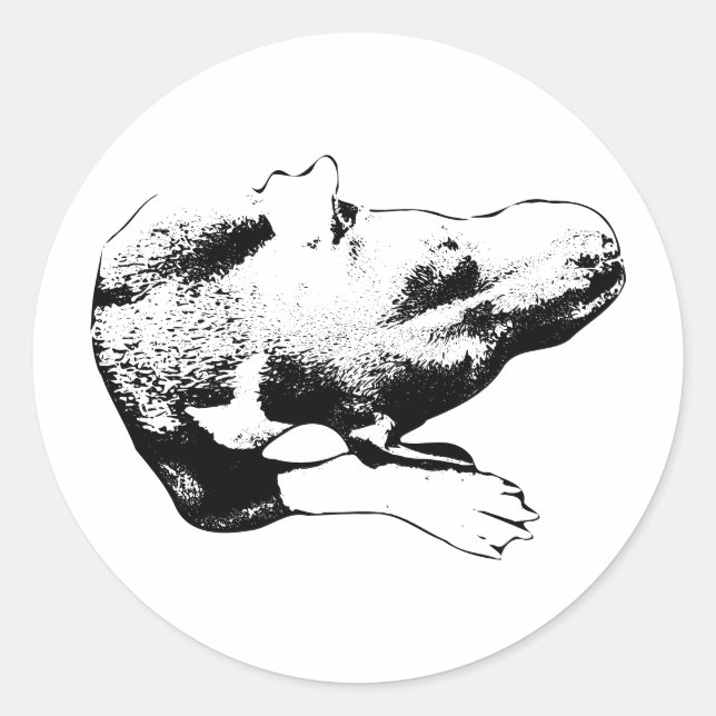 Die-Cut Overhead Pup—Pitbull Mix Classic Round Sticker (Front)