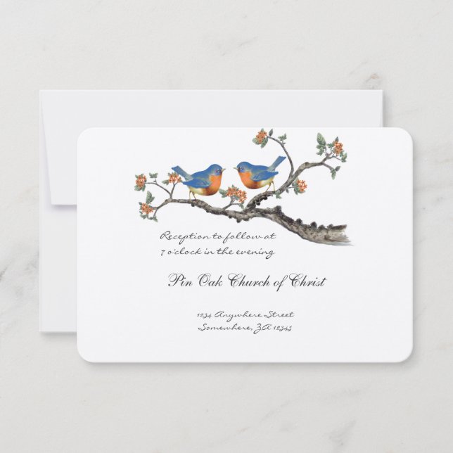 Die Cut Vintage Bluebirds Wedding Enclosure Card  (Front)