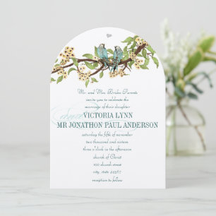 Die Cut Yellow Flowers Teal Aqua Bluebird Wedding Invitation