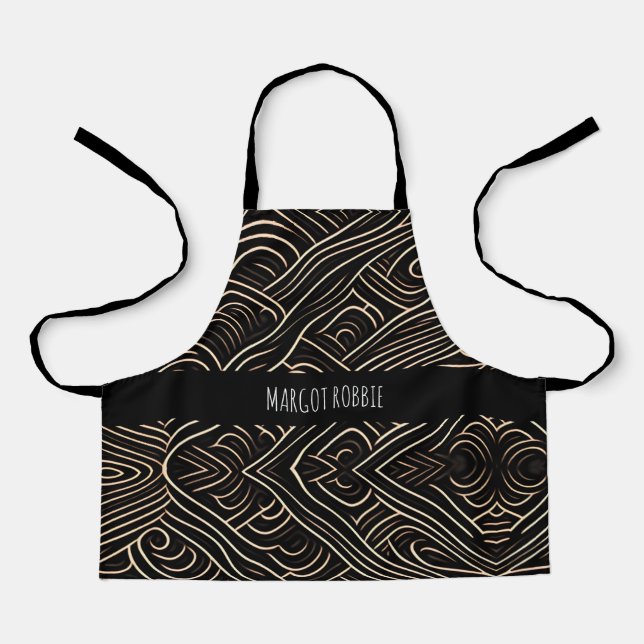 Die cuts Stylised Wood Monochrom Modern Pattern Apron (Front)