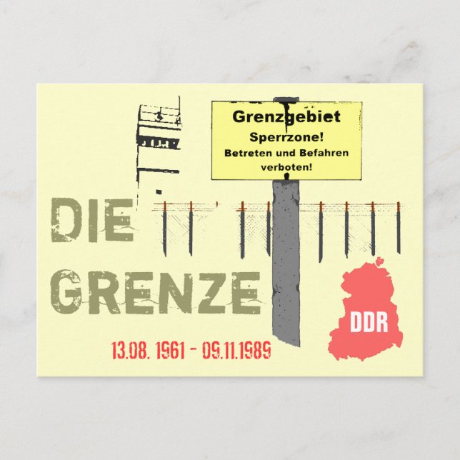 Die Grenze DDR Design Postcard (Front)