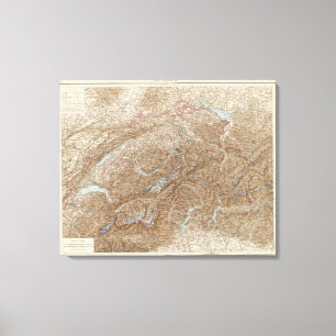 Die Schweiz, Switzerland Atlas Map Canvas Print