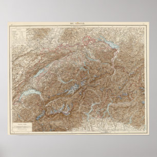 Die Schweiz,  Switzerland Atlas Map Poster