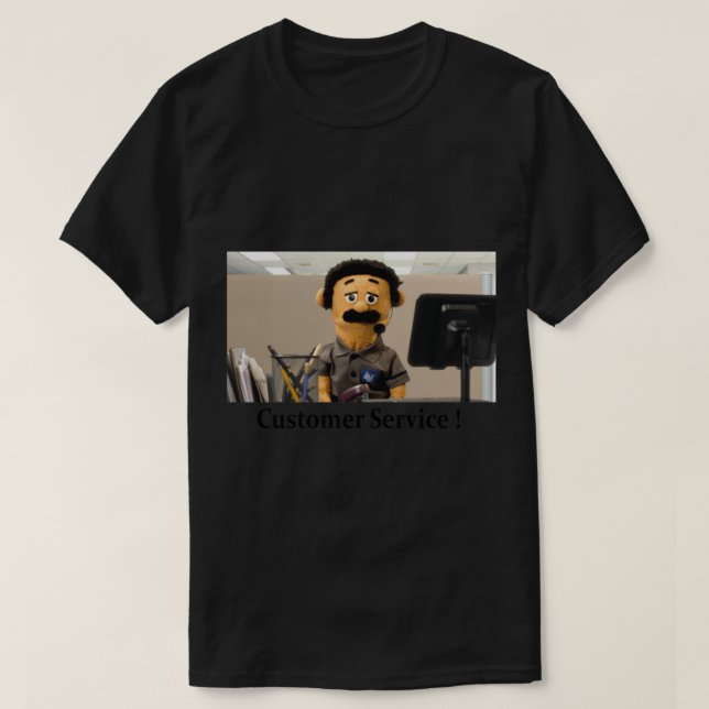 Diego Puppet, Customer Service ! Baseball ¾ Sleeve T-Shirt (Design Front)