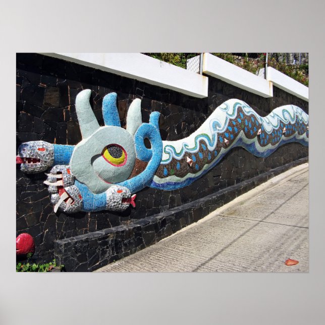 Diego Rivera House of Winds Mural Blue Serpent Poster (Front)